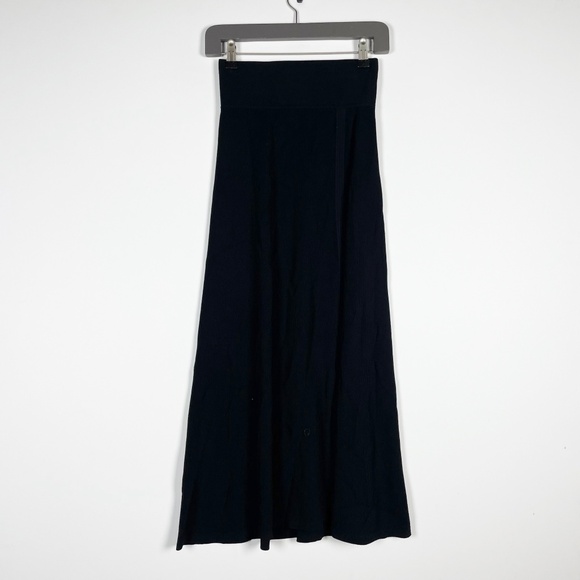 Maria McManus Rib Knit Stretch Mid Rise A Line Flare Midi Sweater Skirt Black XS - Picture 1 of 4